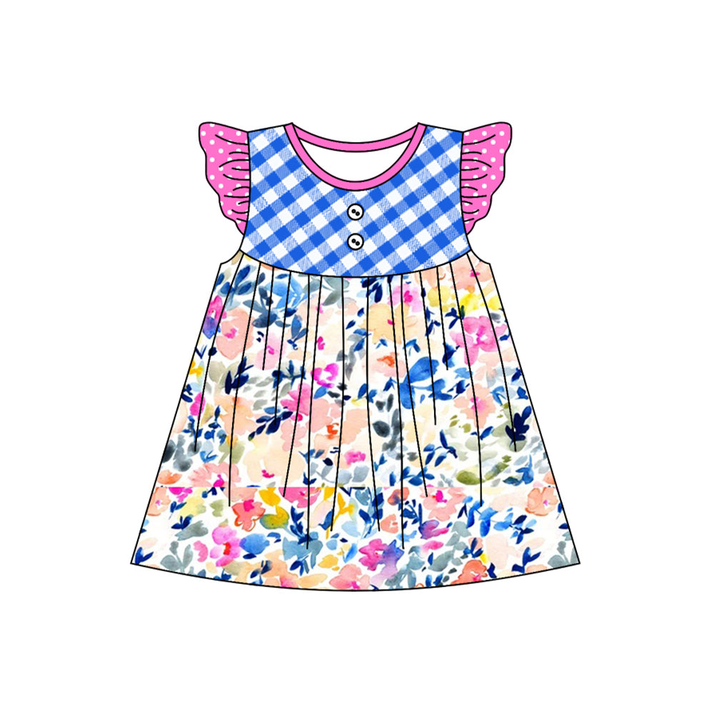 Toddle baby girls pink blue flower dress preorder