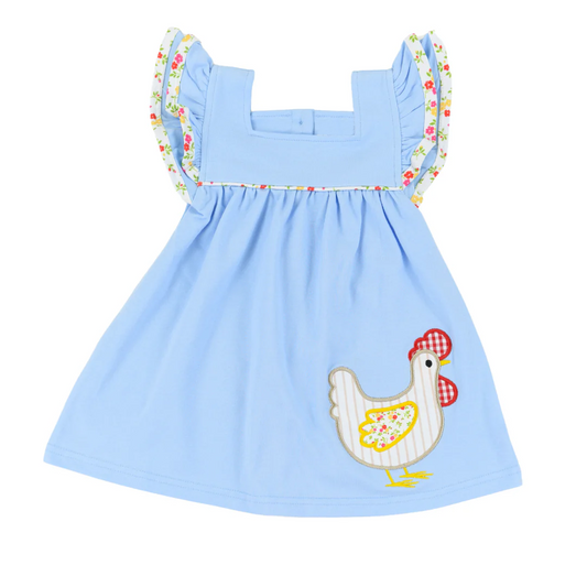 Farm chicken baby girls summer dress preorder