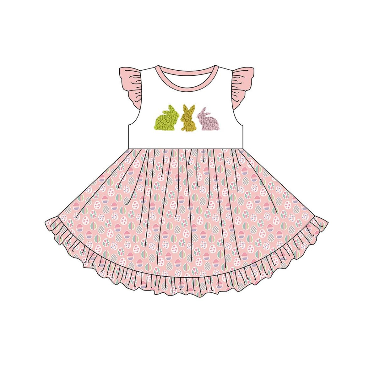 Cute Easter bunny eggs baby girls dress preorder
