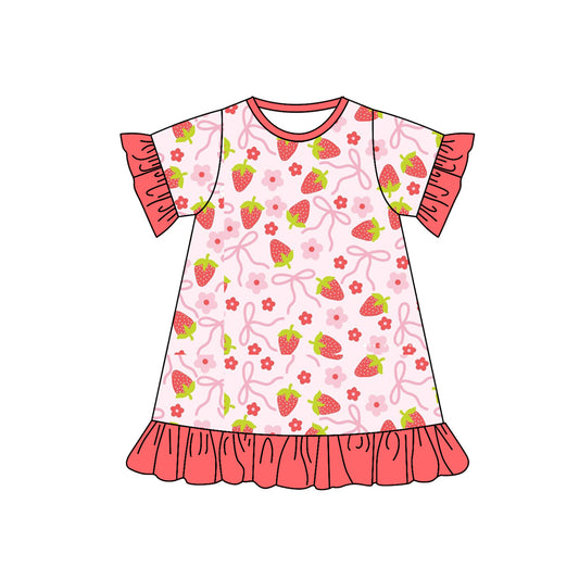 Baby girls pink bow strawberry summer dress preorder