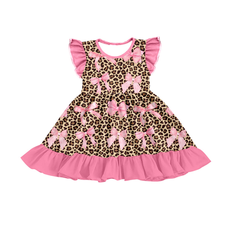 Toddle girls pink bow cheetah dress preorder