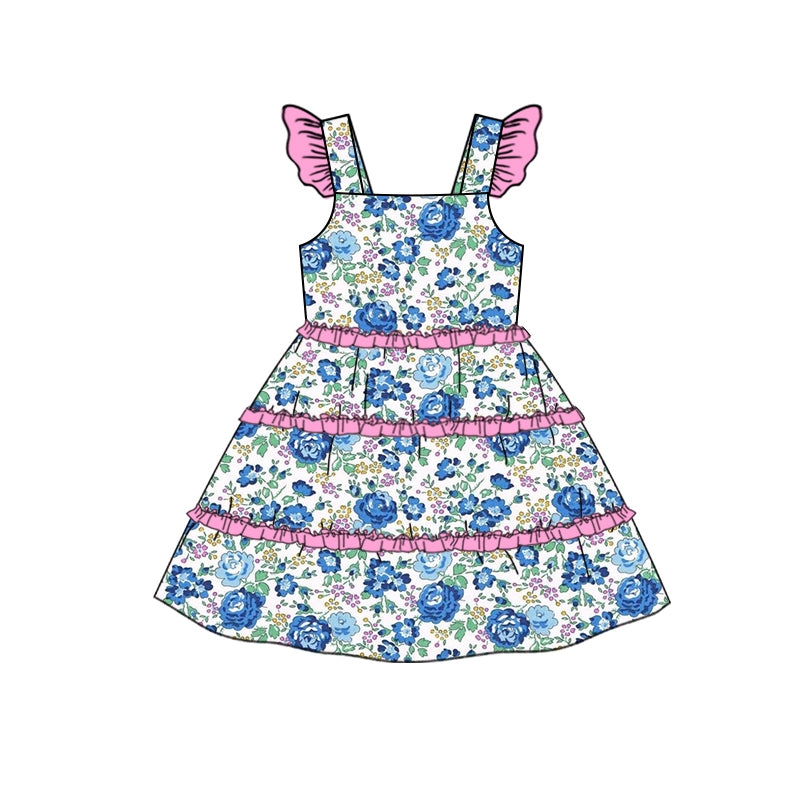 Toddle girls blue floral boutique dress preorder