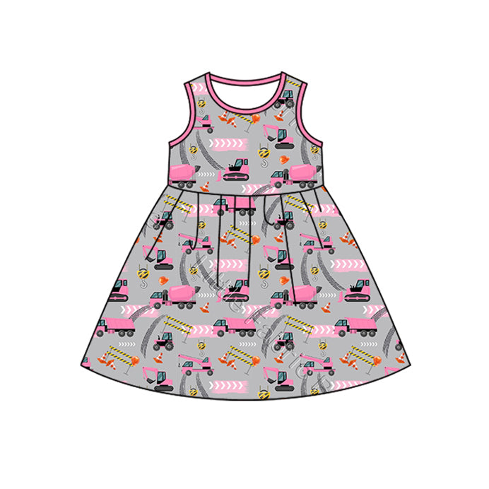 Baby girls pink construction dress preorder