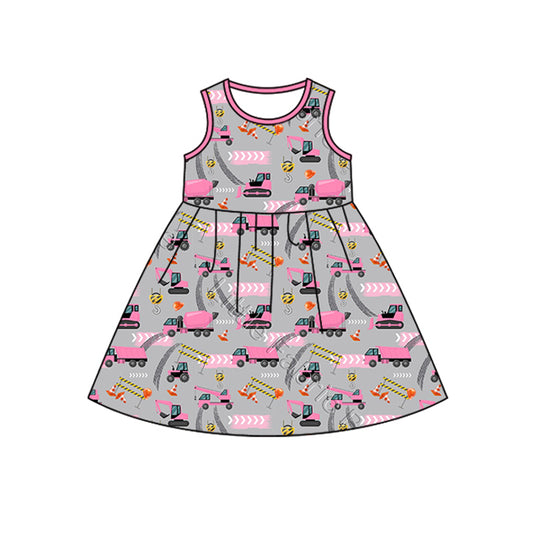 Baby girls pink construction dress preorder