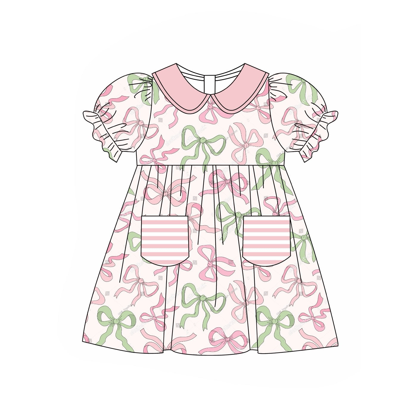 Blue pink bow baby girls summer dress preorder