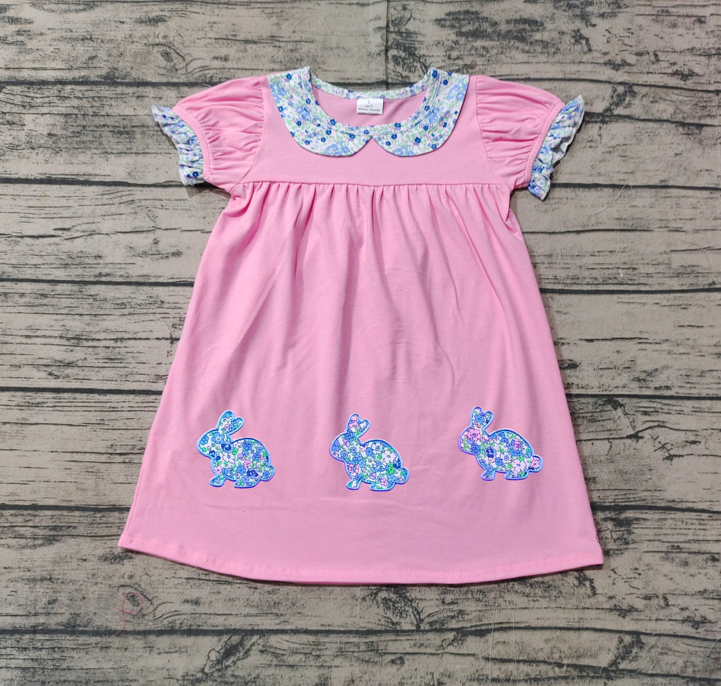 Embroidery Easter floral bunny dress preorder