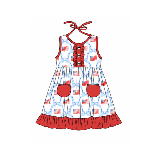 Baby girls  American flag July 4th  dress preorder