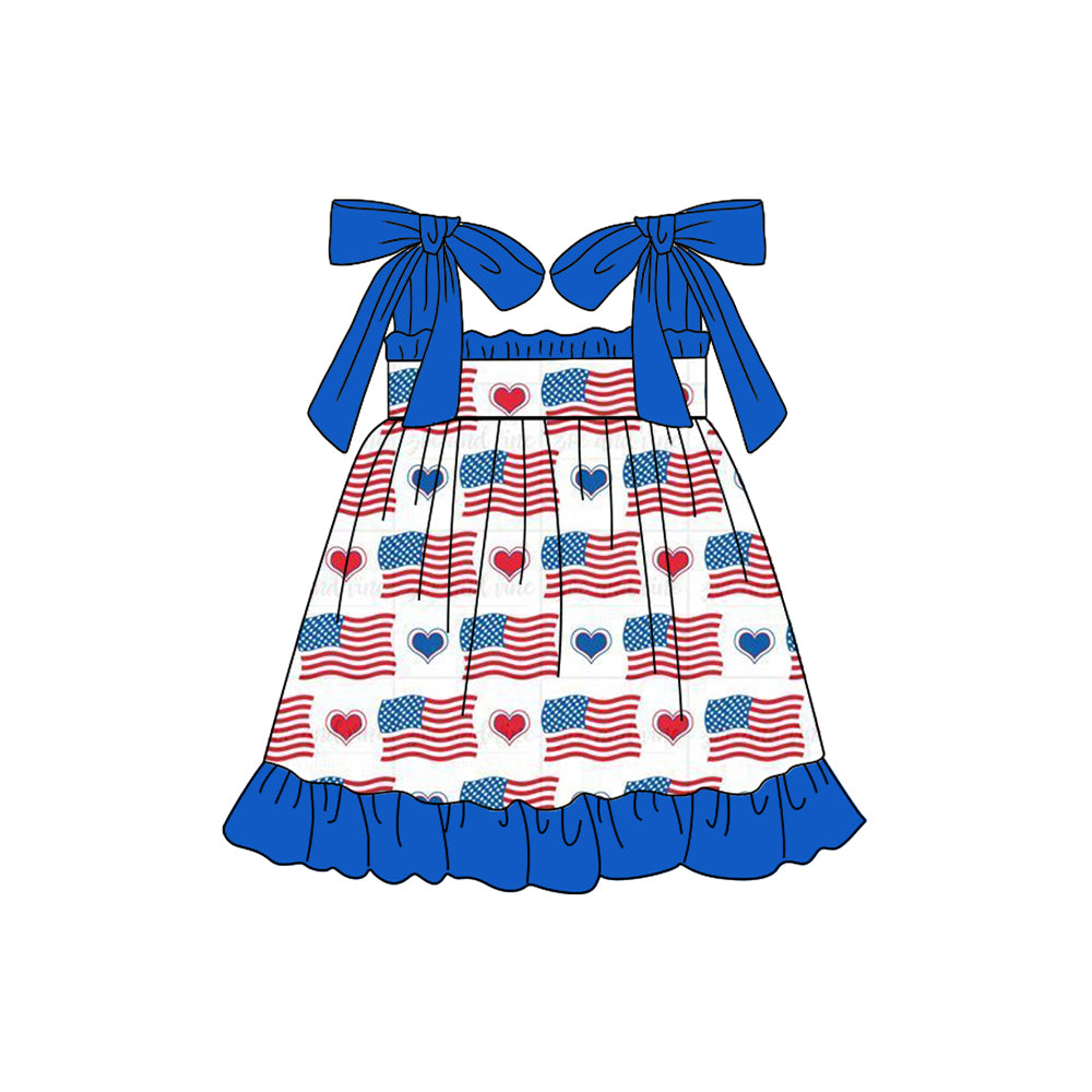 Toddle baby girl American flag heart dress preorder