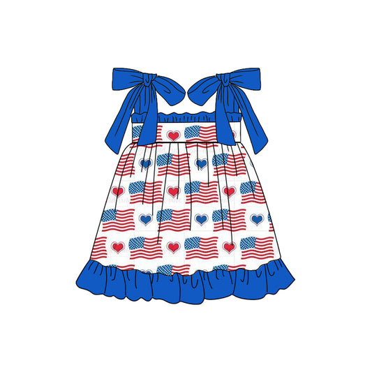 Toddle baby girl American flag heart dress preorder