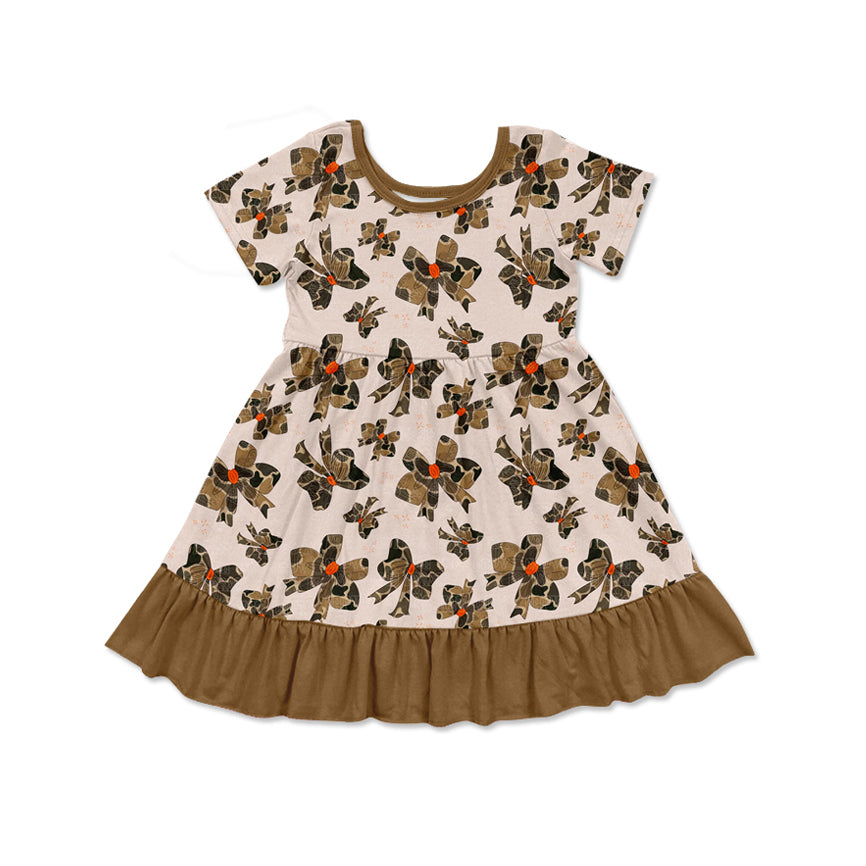 Baby girls camo bow short sleeve dress preorder