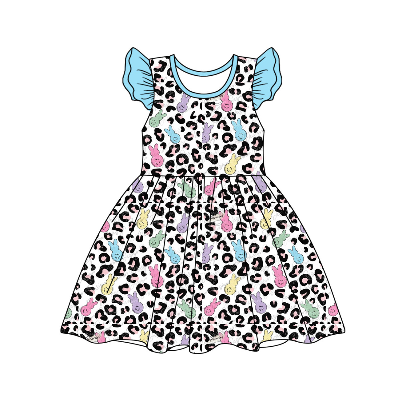 Easter bunny cheetah baby girl dress preorder