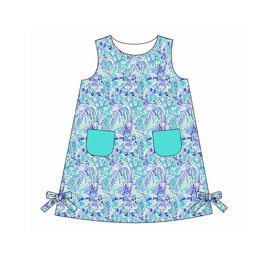 Baby girls blue floral boutique dress preorder