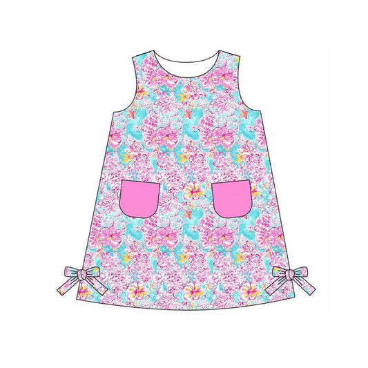 Baby girls hot pink floral boutique dress preorder