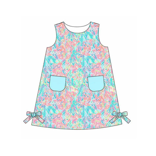 Baby girls blue pink floral boutique dress preorder