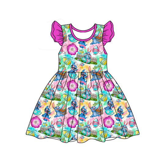 Easter cartoon baby girls short sleeve dress preorder