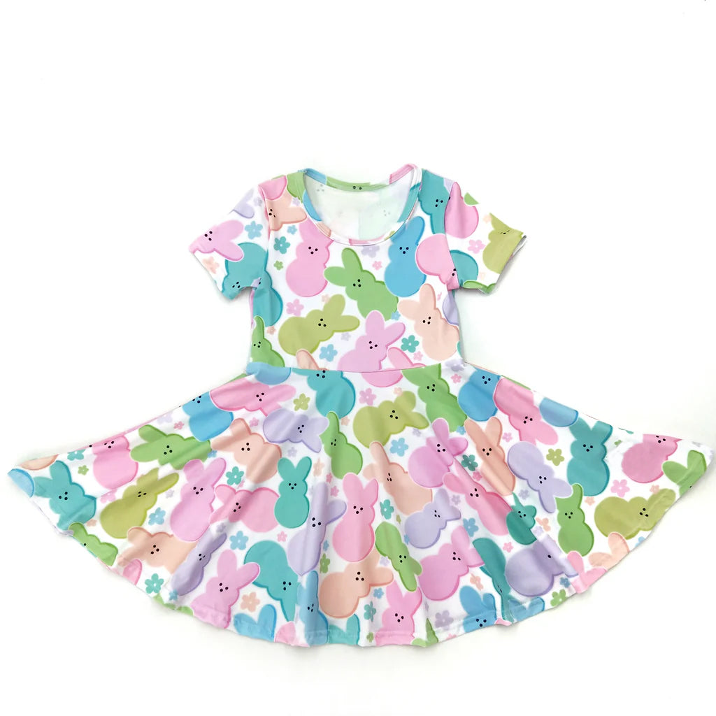 Colorful Easter bunny baby girls dress preorder