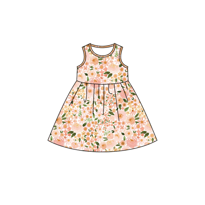 Baby girls orange floral summer dress preorder