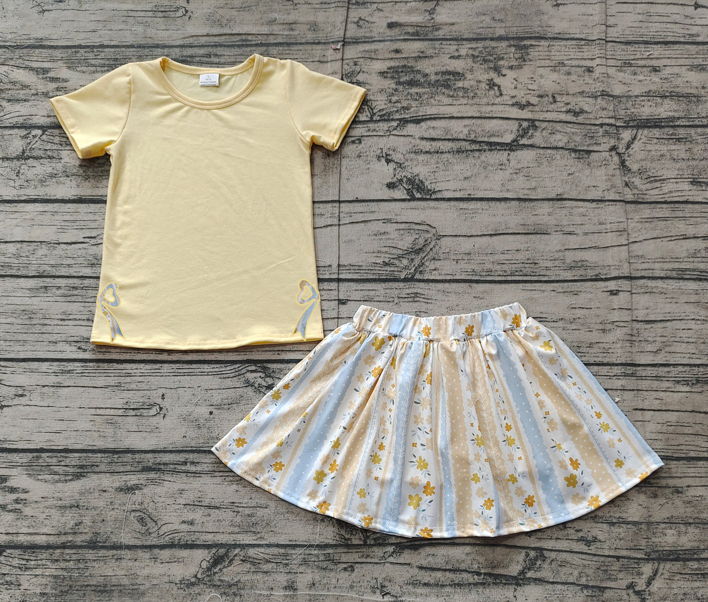 Baby girls embroidery yellowe top floral skirt shorts summer shorts outfit preorder