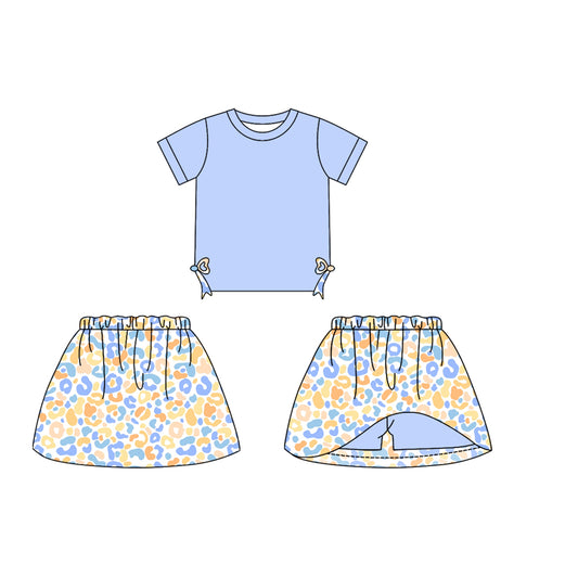 Baby girls blue top floral skirt shorts summer shorts outfit preorder