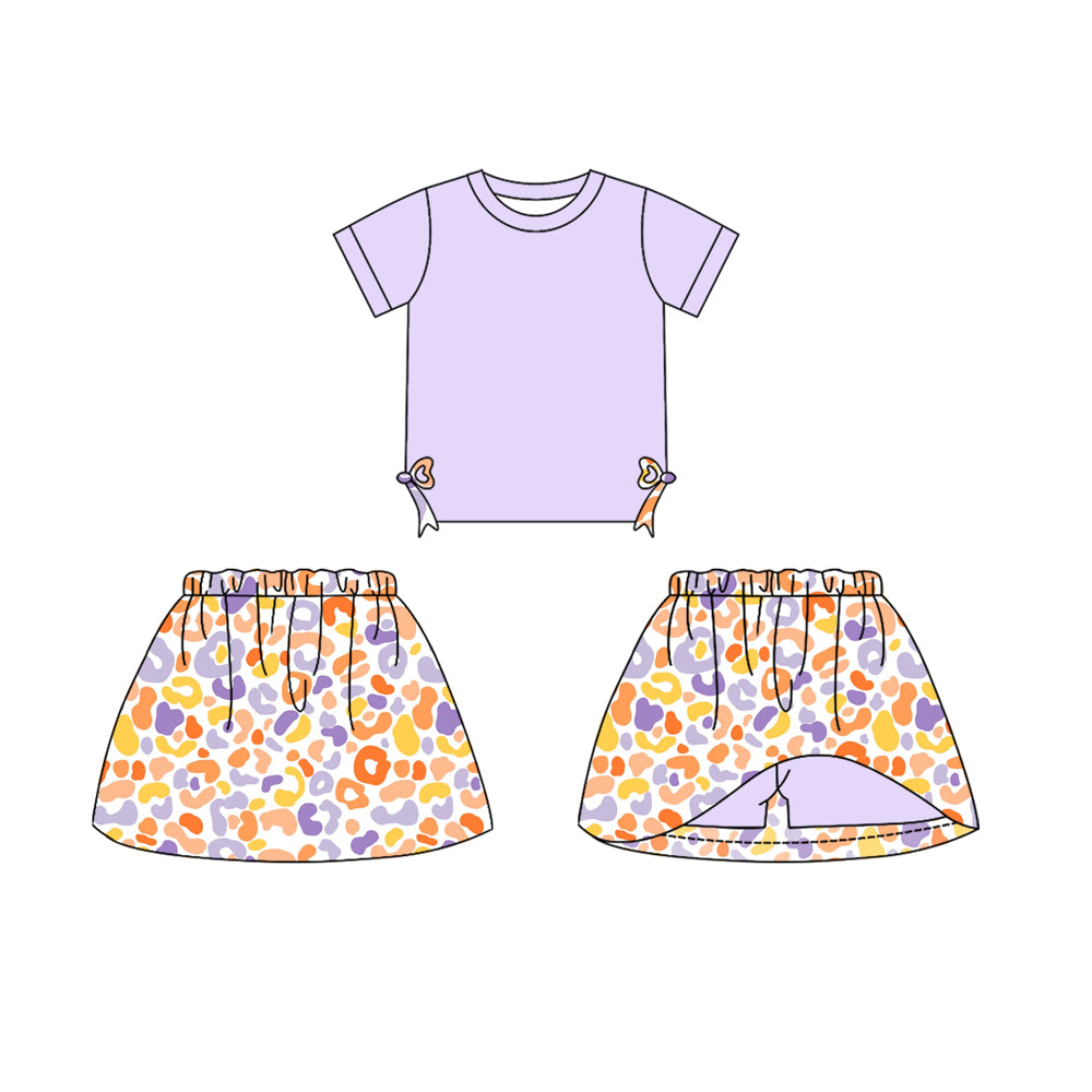 Baby girls lavender top floral skirt shorts summer shorts outfit preorder