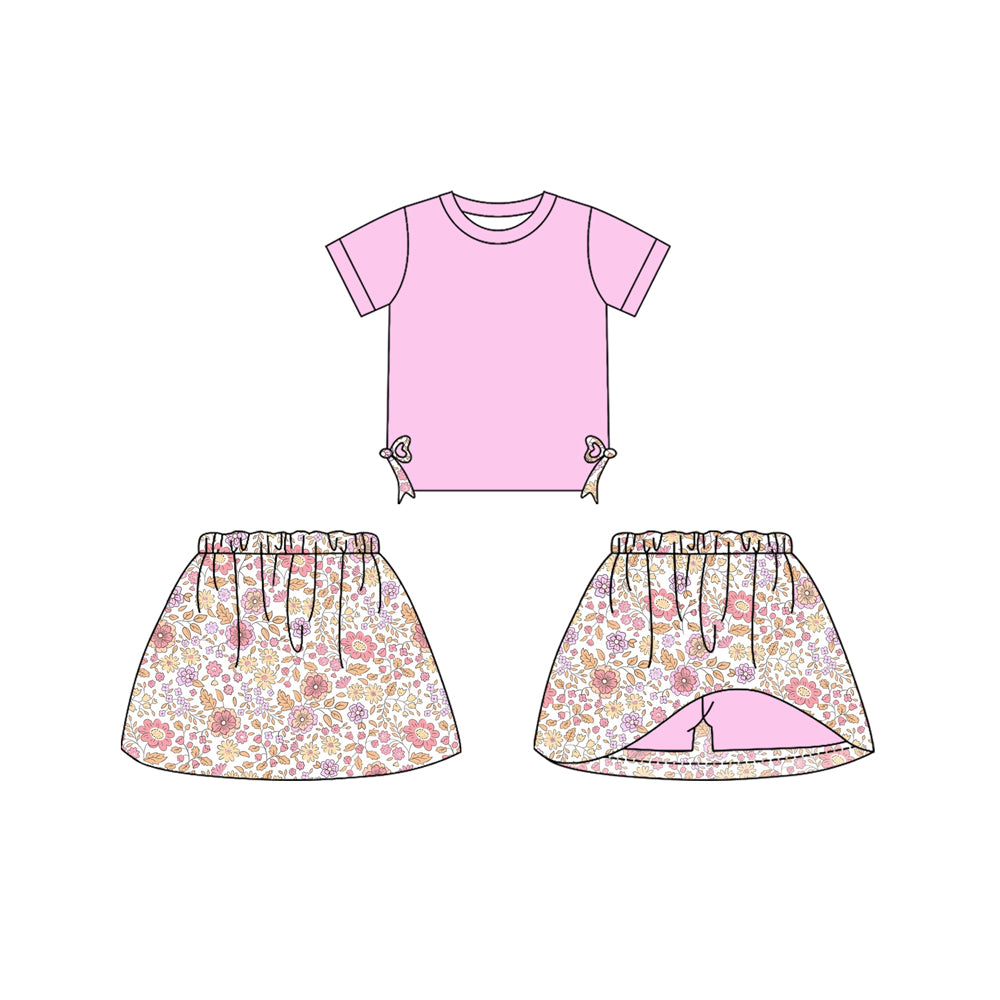 Baby girls pink top floral skirt shorts summer shorts outfit preorder