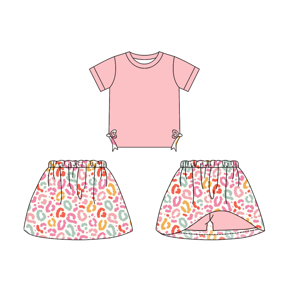 Baby girls dark pink top floral skirt shorts summer shorts outfit preorder