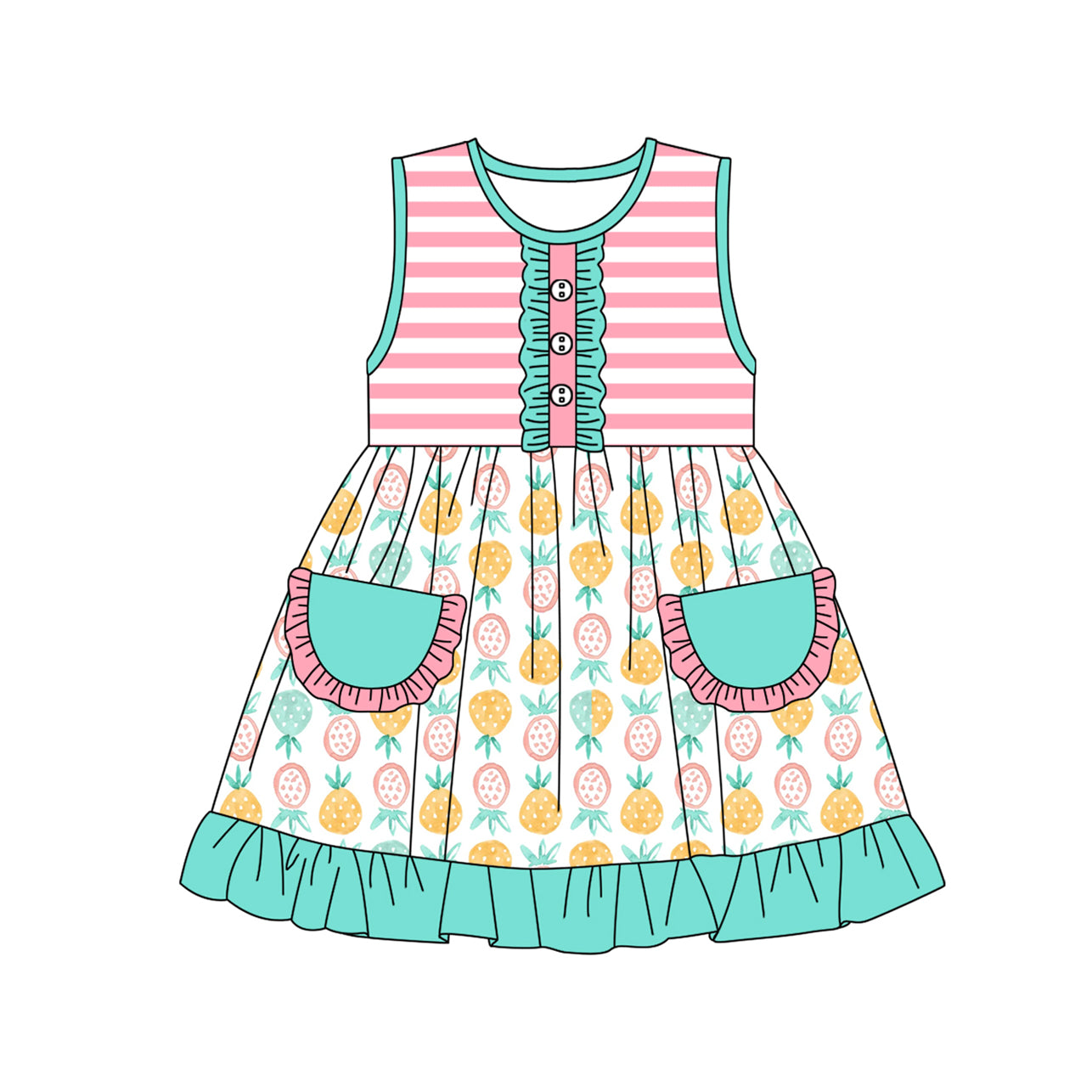 Toddle baby girl pineapple design summer dress preorder