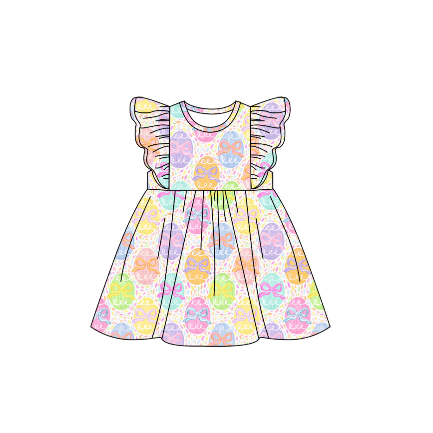 Easter egg colorful bow baby girls dress preorder