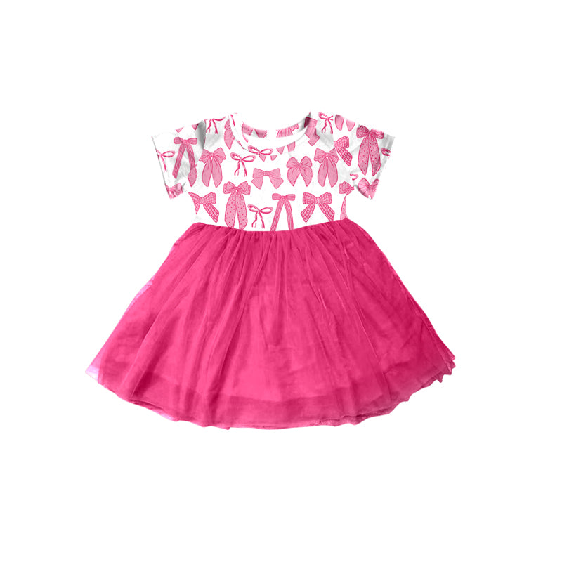 Baby girls pink bow tulle dress preorder