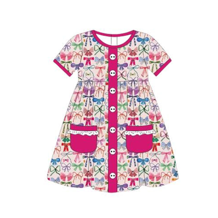 Baby girls colorful bow boutique dress preorder