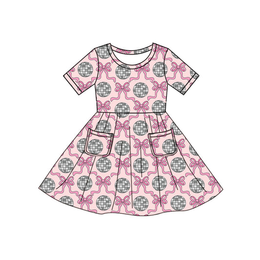 Baby girl pink bow disco summer dress preorder
