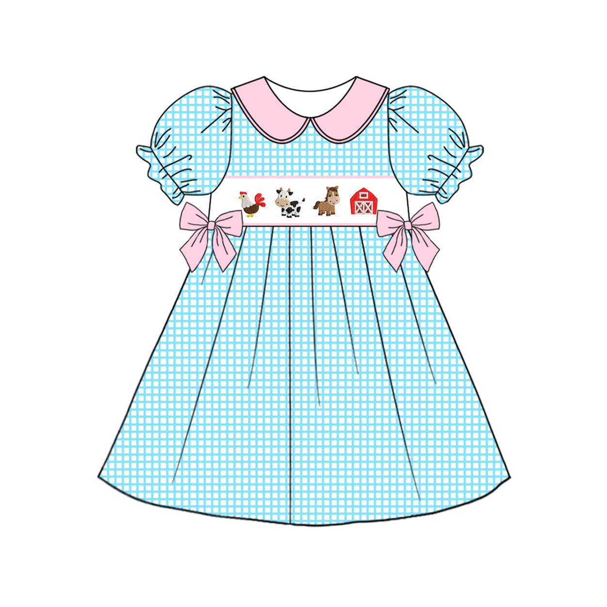 Baby girl cow horse chicken farm animal design dress preorder