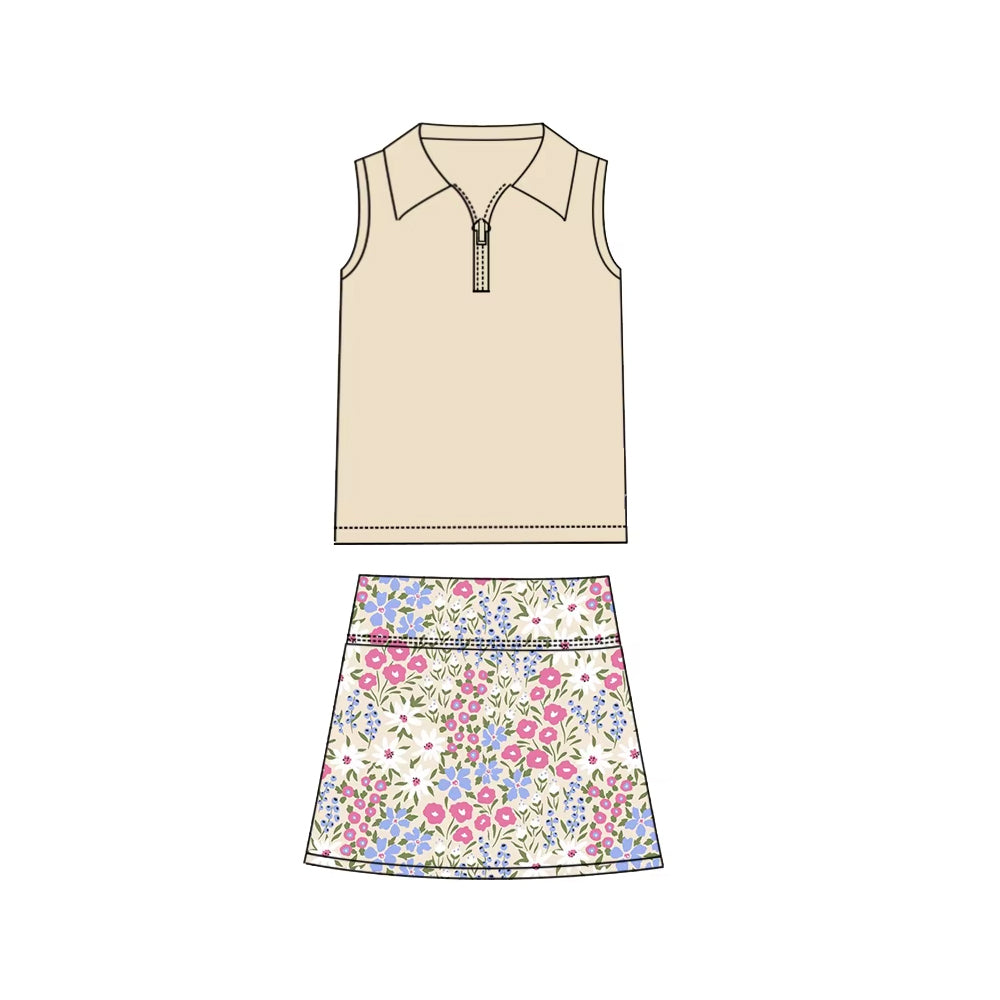 Toddle baby girl khaki top matching skirt outfit preorder