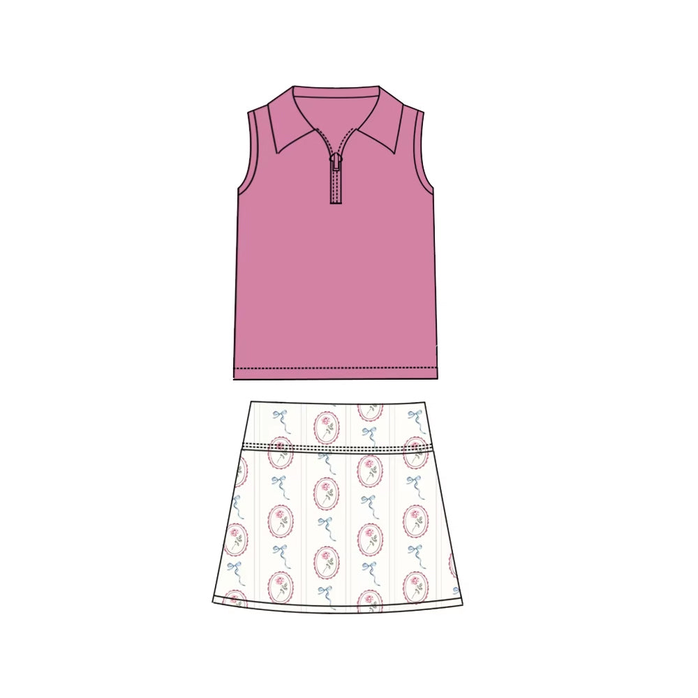 Toddle baby girl dark pink top matching skirt outfit preorder