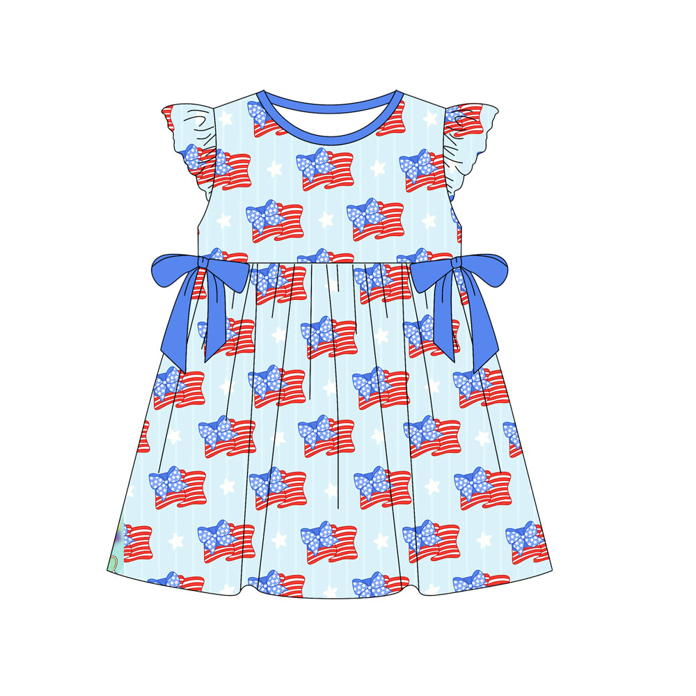 American flag bow design July 4th dress preorder