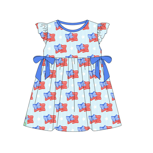 American flag bow design July 4th dress preorder