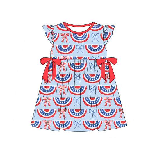 Baby girl July 4th American flage bow design dress preorder