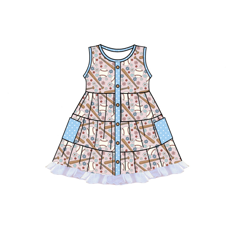 Baby girl baseball floral dress preorder