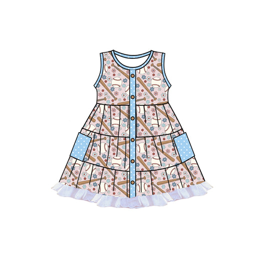 Baby girl baseball floral dress preorder
