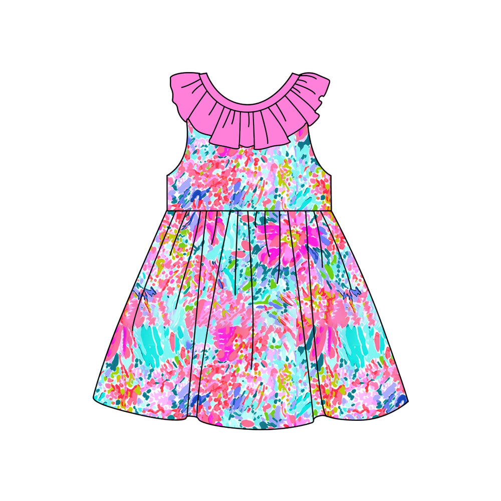 Toddle baby girls blue pink floral summer dress preorder