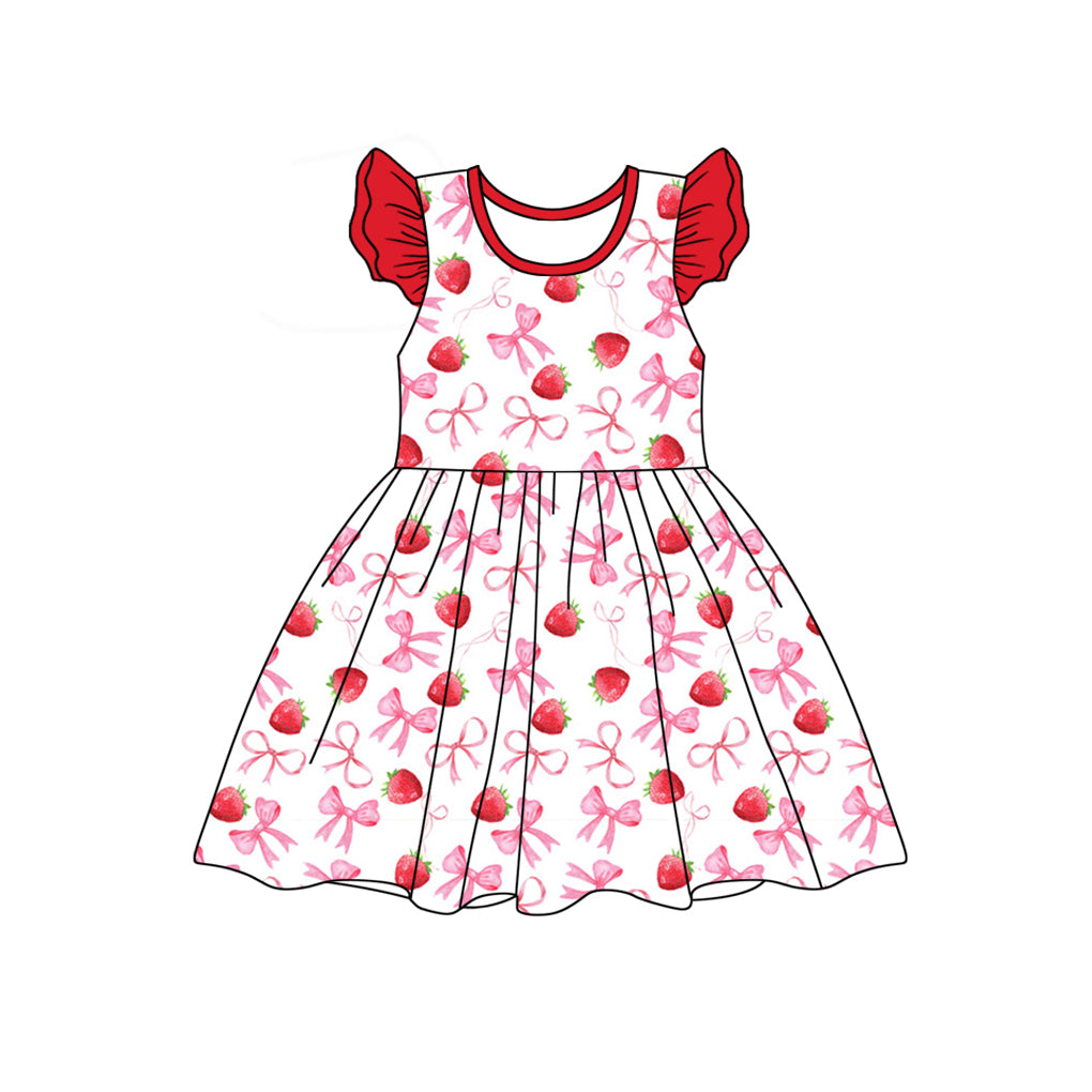 Toddle baby girls strawberry pink bow summer dress preorder