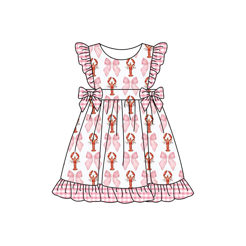 Toddle baby girls pink bow crawfish summer dress preorder