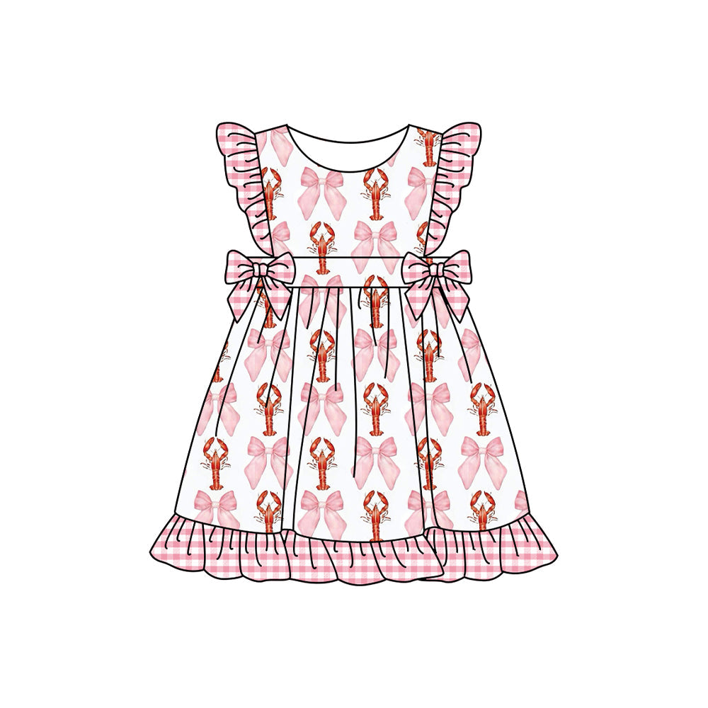 Toddle baby girls pink bow crawfish summer dress preorder