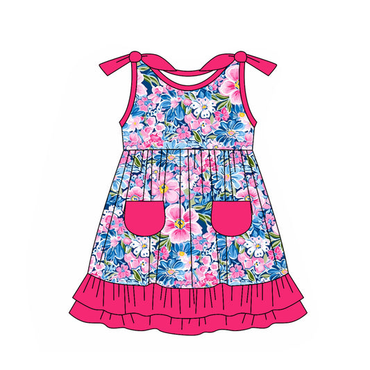 Baby girl blue red flower summer dress preorder