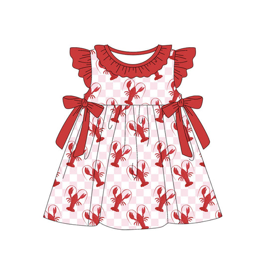 Baby girl pink checkered crawfish dress preorder
