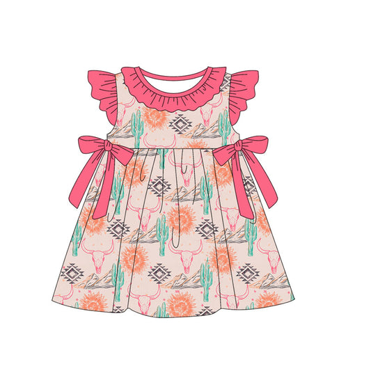 Baby girl western cow aztec dress preorder