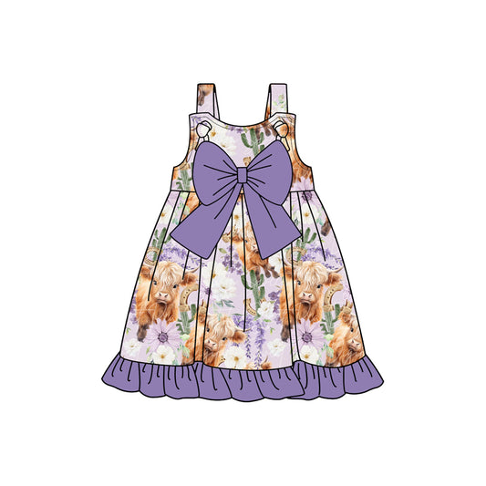 Baby girls highland cow western floral summer dress preorder