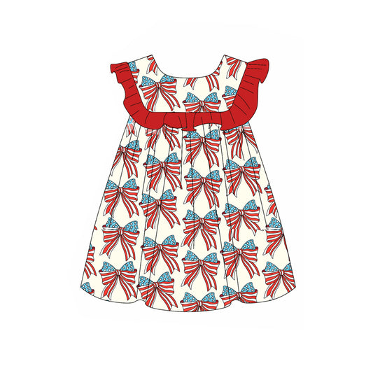 American flag bow baby girl july 4th  dress preorder