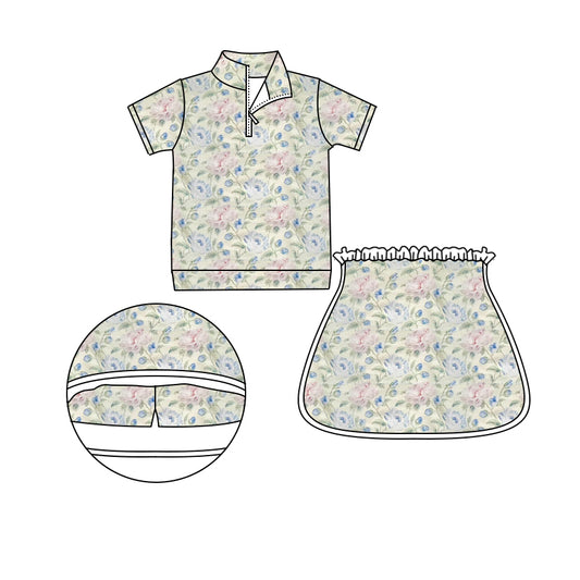 Baby girl blue floral matching outfit preorder