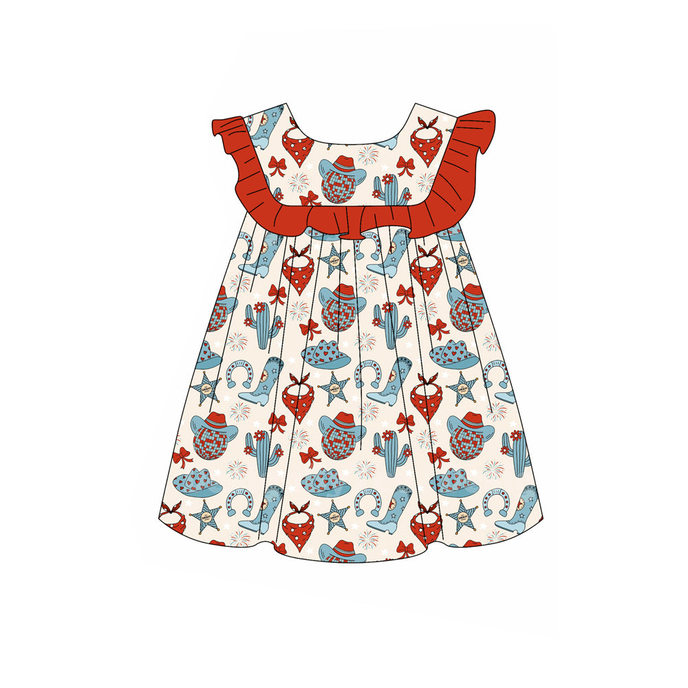 Western cactus boots baby girsl dress preorder